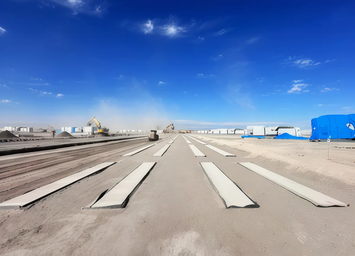 Vista panorámica de obras civiles en planta fotovoltaica