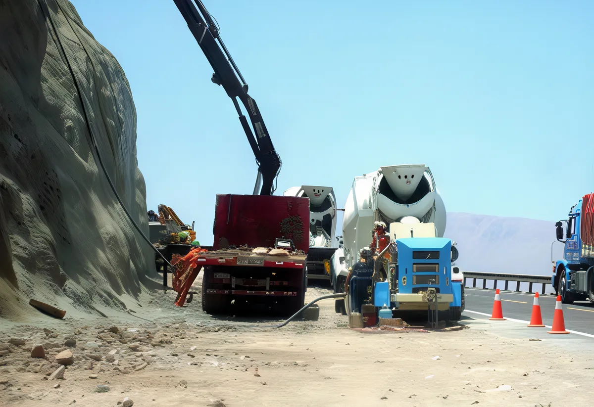 Aplicación de shotcrete en talud